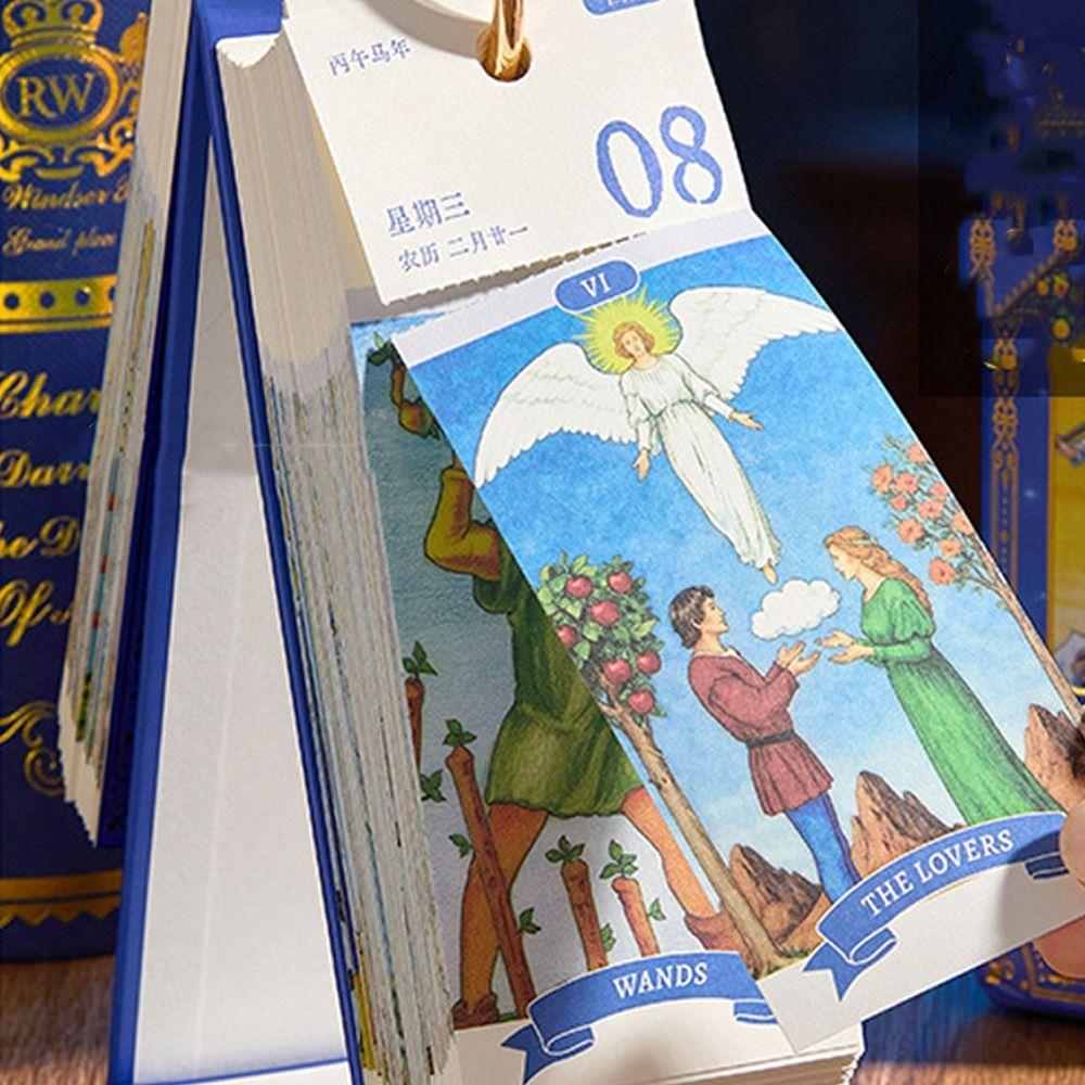 Gold Ring Binding 2026 Card Calendar Vintage Oil Painting Daily Planner New Year Theme