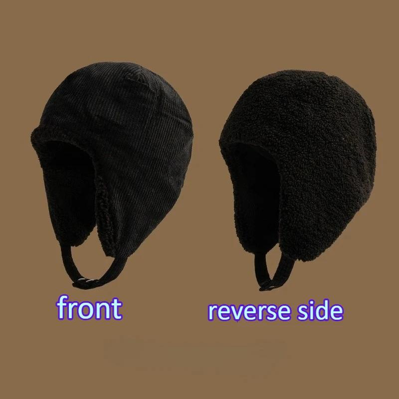 Thick Wool Autumn Winter Unisex Knitted Hat Outdoor Windproof Warm Double-Sided Reversible Soft Cozy Stylish Fleece Cap