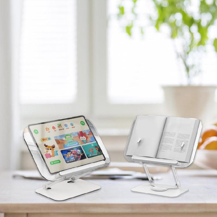 Acrylic Reading Rack, Height Adjustable and 360 Rotating Base Optional for Kids and Students Tablet Stand