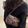 Pu Leather Rivet Shoulder Bag Y2K Motorcycle Bag Portable Chain Crossbody Bags Streetwear