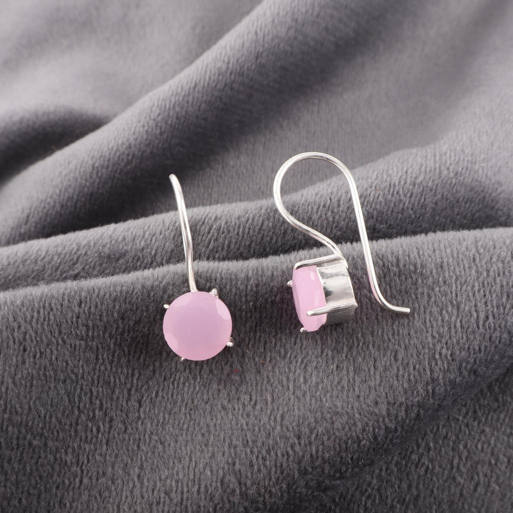 Rose Chalcedony Gemstone Jewelry, 925 Sterling Silver Earring Jewelry, Handmade Gorgeous Earring Gift For Women