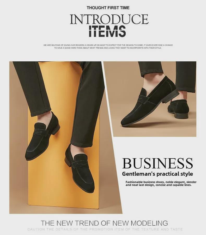 Men's Japanese-Style Suede Loafers: Summer Slip-On, Business Formal, Frosted Leather