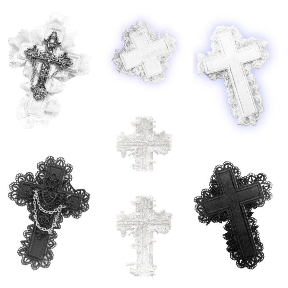 Subculture Lace Crosses Hair Clip Lolita Punk Gothic Hairpin Halloween