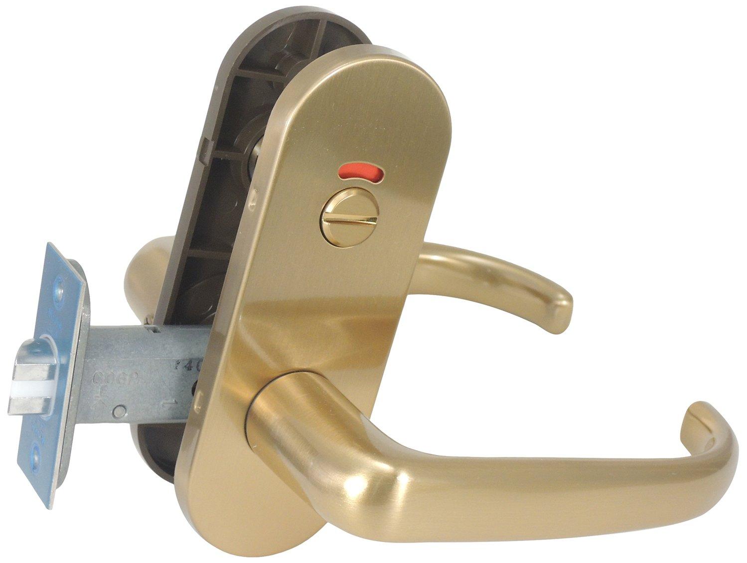 Замок для двери туалета Miwa Lock ZLT980-8, с внутренней ручкой-рычагом, цвет: золото, 0150-579