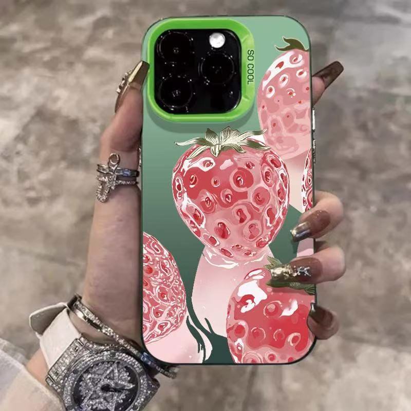 The new crystal strawberry is suitable for iphone16 mobile phone case Apple 15promax/1413pro/12/11.