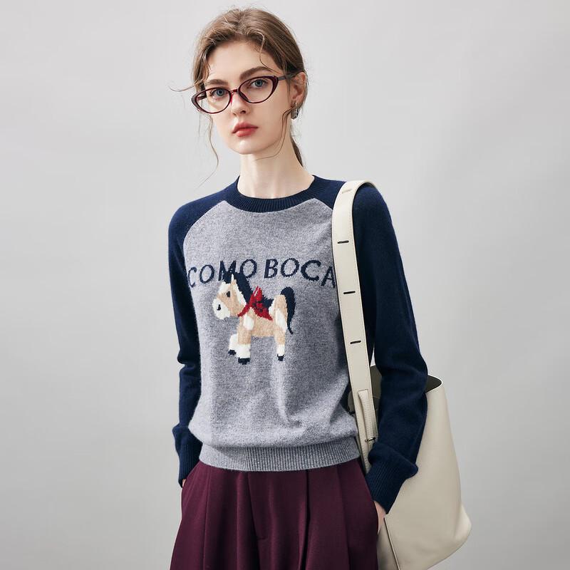 Kemeng Boka Women's Cartoon Cashmere Round Neck Sweater