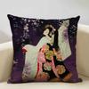 Classic Japanese Lady Decorative Cushion Cover Living Room Sofa Pillow Case 45x45cm Linen Pillowcase Home Art Decor