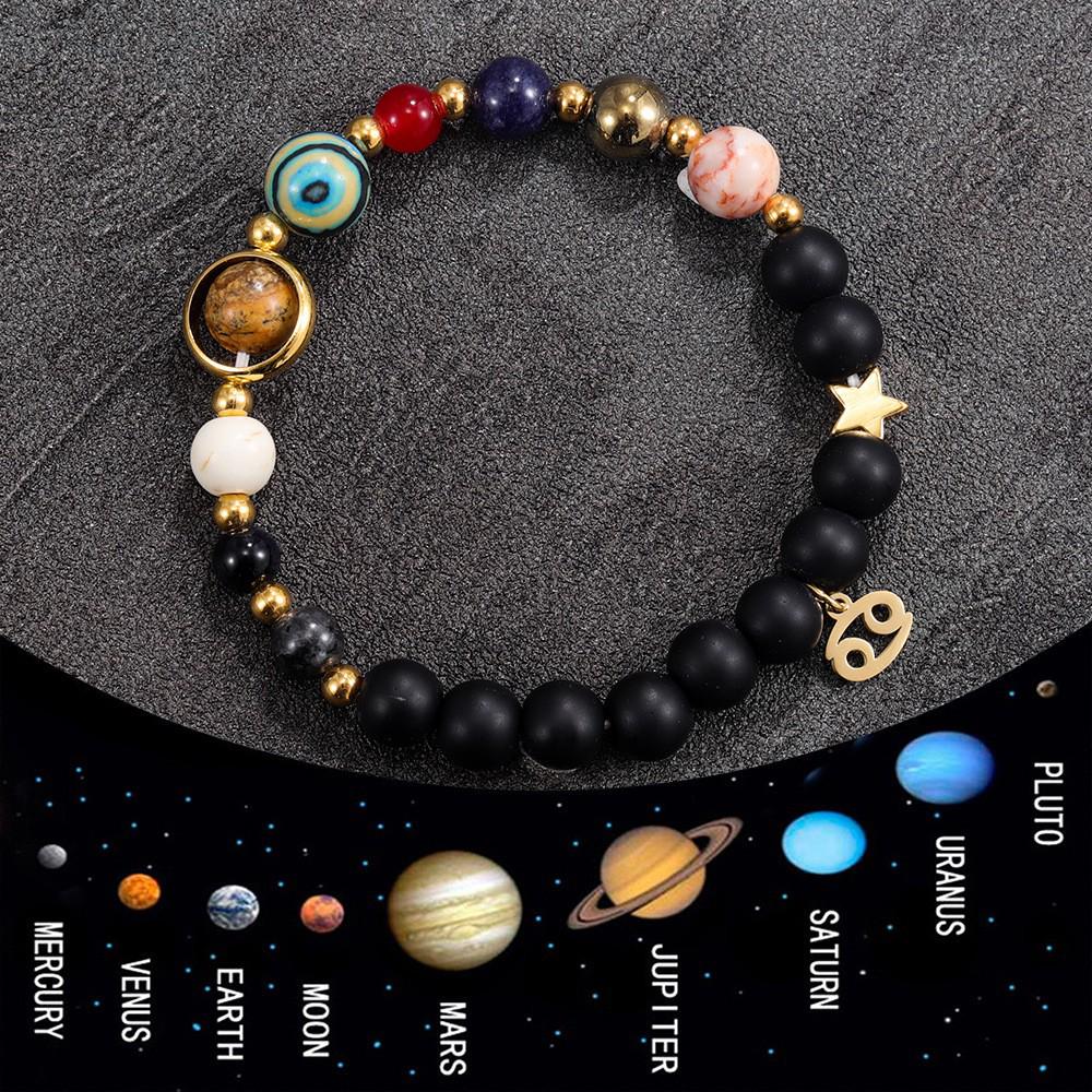 Eight Planets and Twelve Constellations Natural Stone Beaded Bracelet