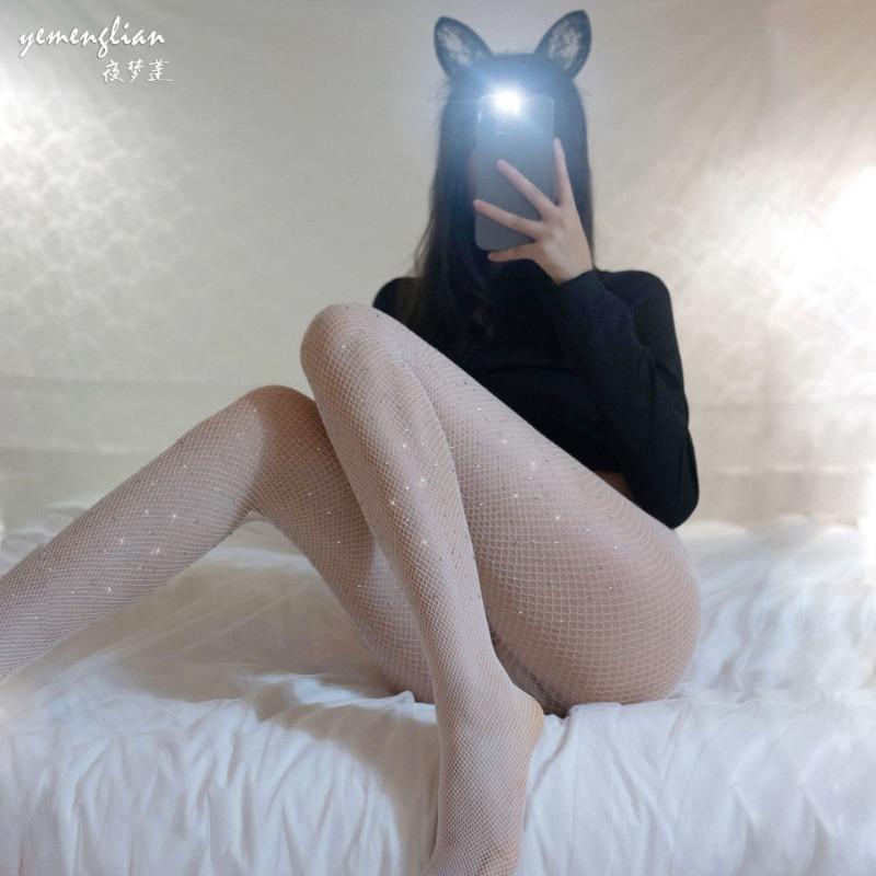 Sex underwear hot diamond mesh socks sexy hollow black stockings nightclub dancing pantyhose fishing net socks anti-hook silk legs