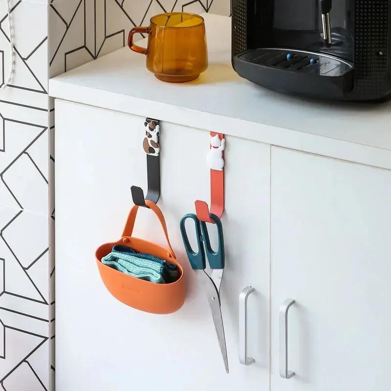 1PC Cabinet Door Back Hook Free Punching Bathroom Door Back Multifunctional Storage Hook Drawer Robe Hook