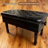 Adjustable Height Solid Wood Piano Stool with Lacquer Finish and Built-in Bookcase.