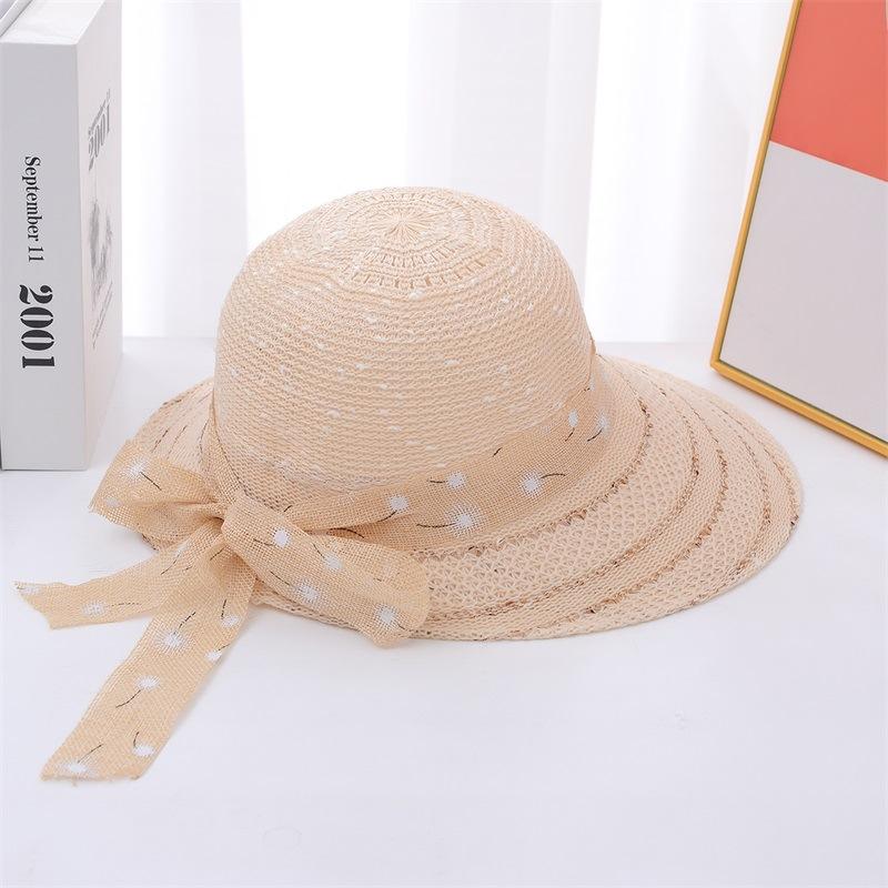 Grass Hat Women's Summer Sunshade Hat Sun Protection Beach Hat Travel Bow Duck Tongue Sun Hat