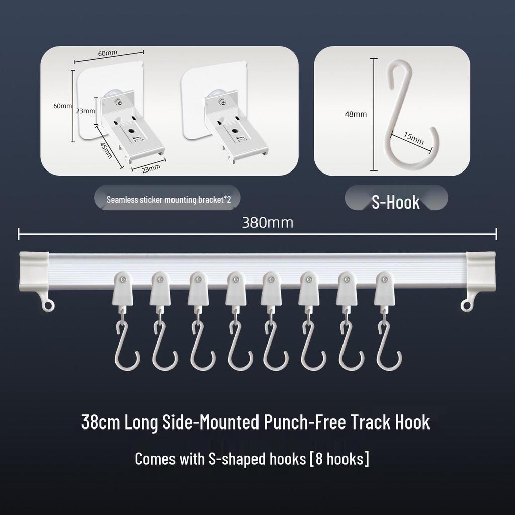 No-Drill Adhesive Curtain & Clothes Hanger with Hooks
