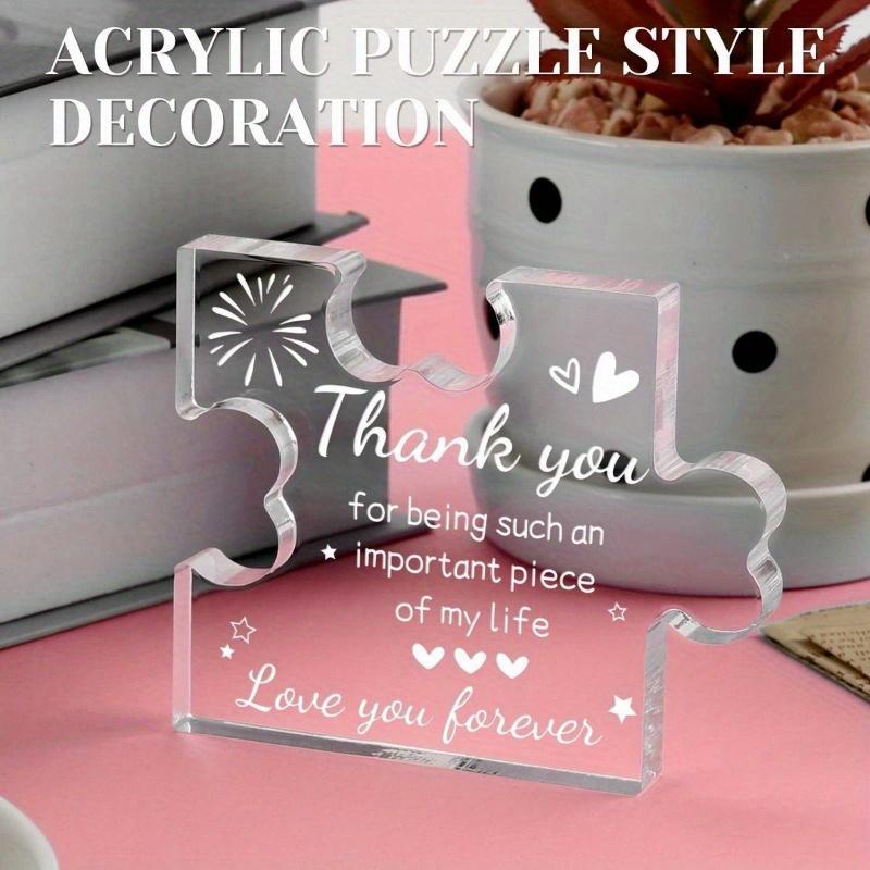 Thank You Puzzle Plaque. Unique acrylic desk decor for coworkers, teachers & friends.