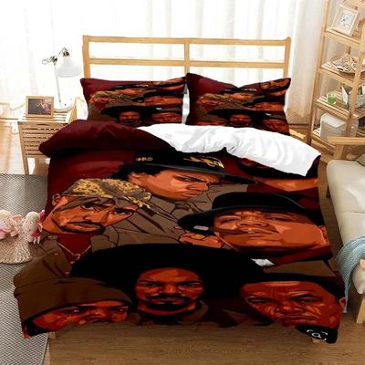 Funda de edredón con estampado de rapero de hip hop Funda de almohada Juego de cama de lujo Juego de cama Queen Estilo personalizado