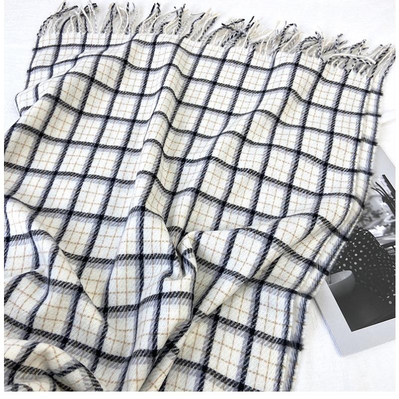 Luxury Plaid Designer Winter Women Scarf Thick Warm Tassels Shawls Pashmina Neckerchief Cashmere Lady Outdoor