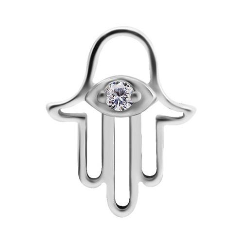 Charm - Silver Hand Of Fatima With White Zircon - D-068