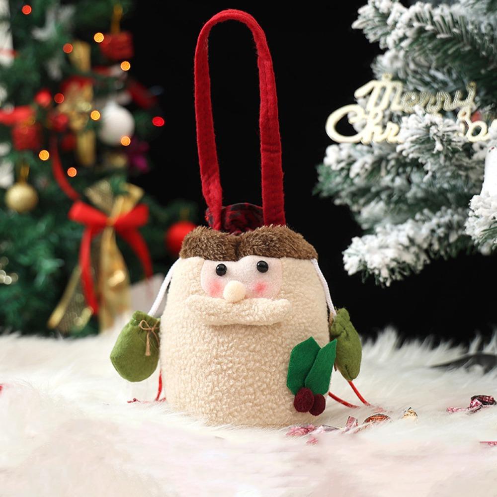 Cloth Christmas Candy Bag Plush Christmas Gift Drawstring Bags  Outdoor Christmas
