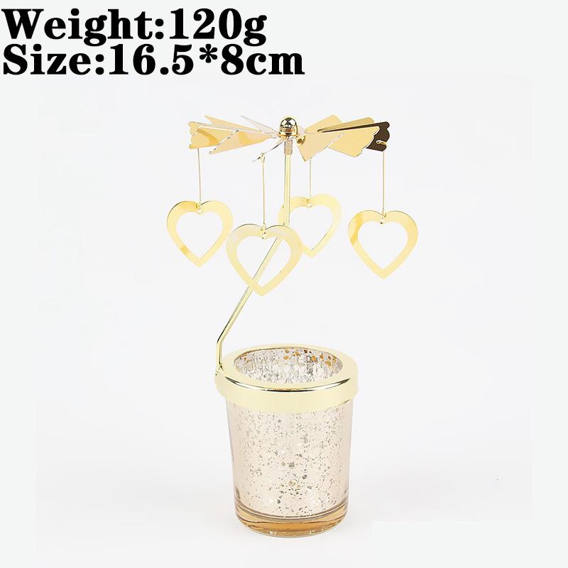 Love Wedding Candle Holders Snowflake Deer Fairy Rotating Candlestick Metal Tray Romantic Home Decoration Christmas Ornament