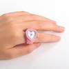 Lancardo Heart Watch Ring Adjustable Analog Ring Watch for Women Waterproof Daily Use Pink