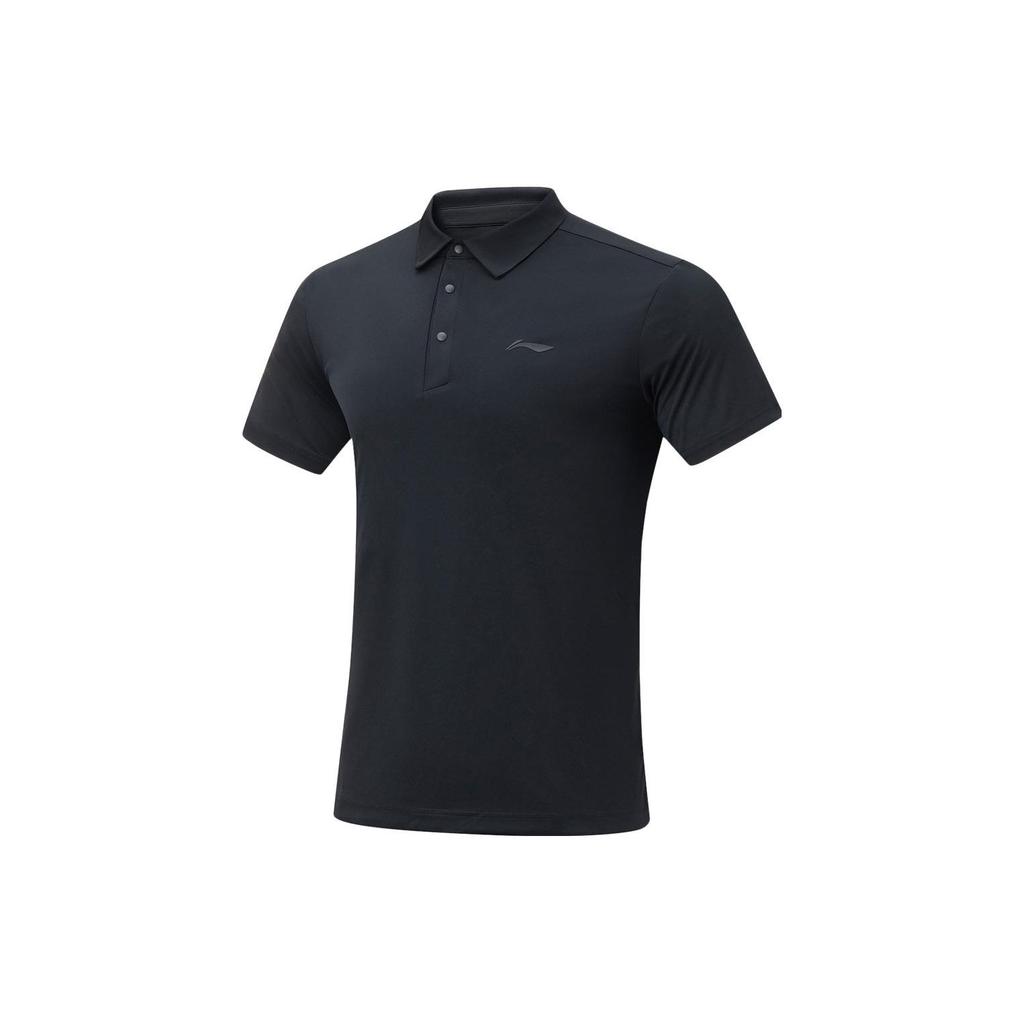 Li Ning Plain Casual Polo Shirt Men Tops Black APLU255-1