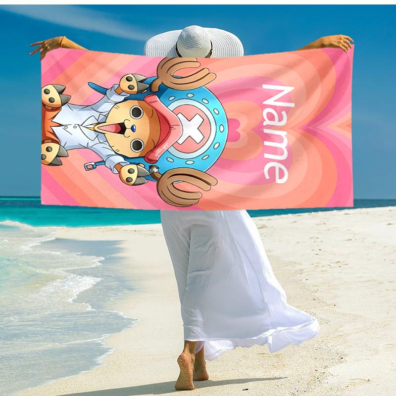 Personalized customized proof beach towel with One Piece Chopper pattern - soft, absorbent,quick-drying,perfect swimming,camping&bathing