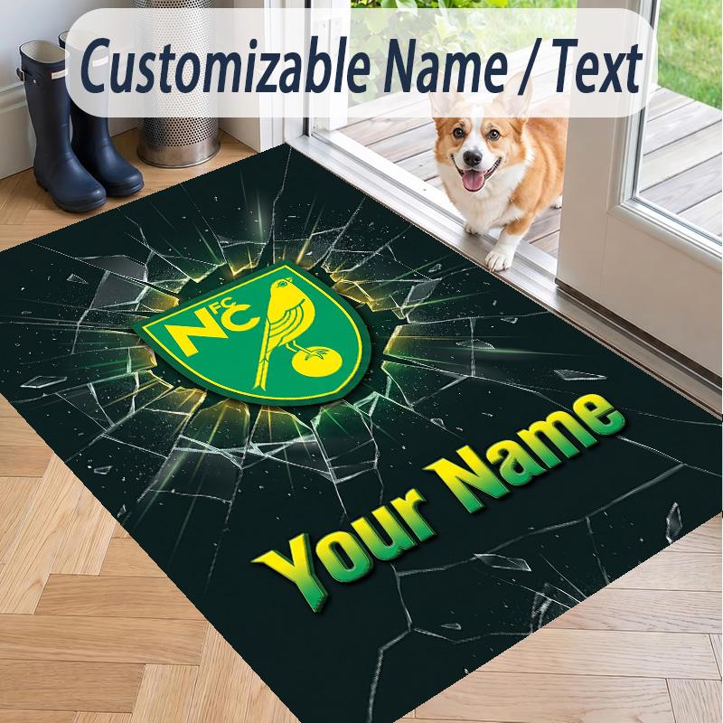 Custom Text Printed Rug Norwich City Non Slip Floor Carpet For Home Room Decor