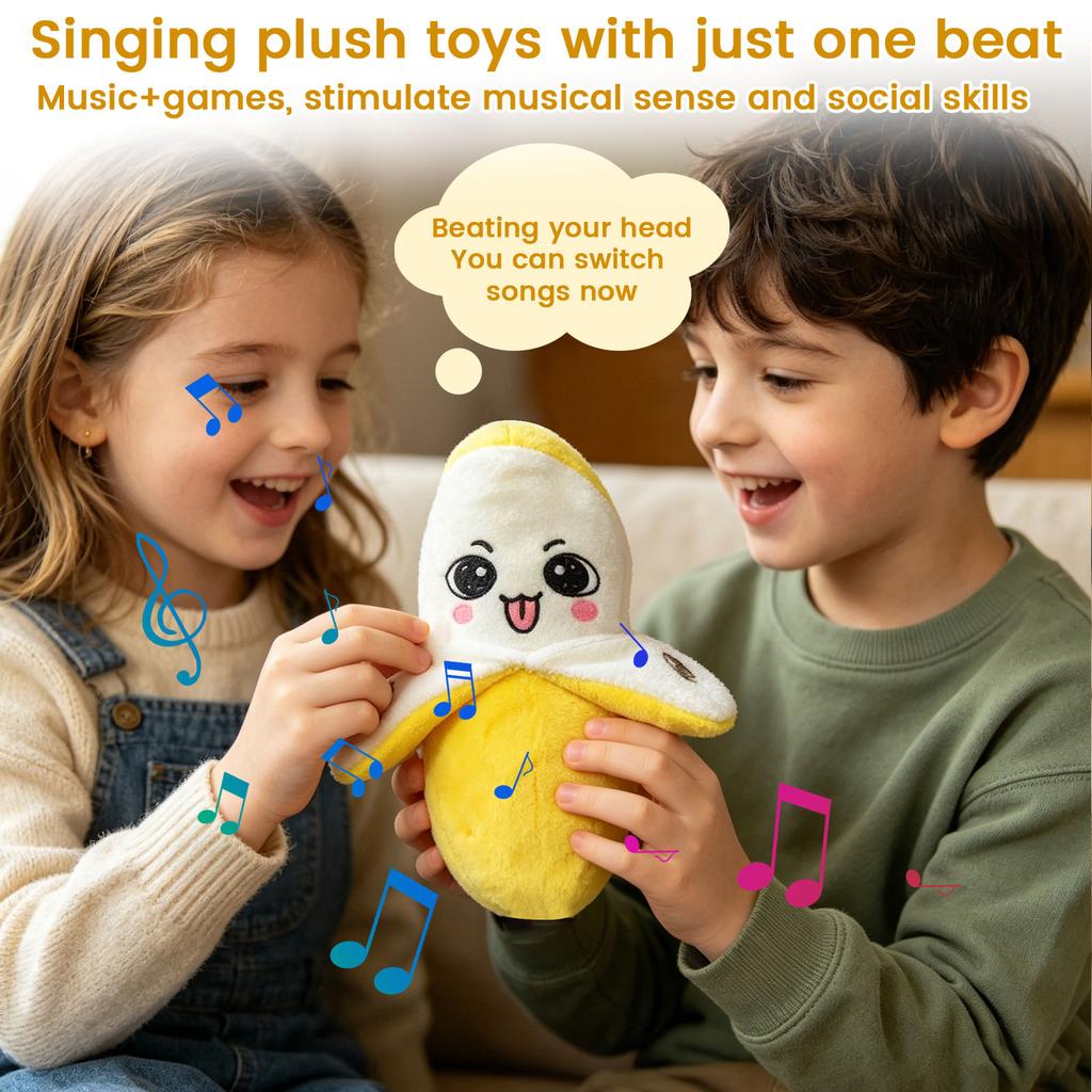 Interactive Plush Musical Toy with Motion Sensor Shape Soft Fabric Novelty Sound Feature for Kids and Adults