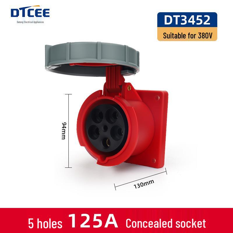 IP67 Three-Phase Industrial Plug Socket: 63A/125A, Waterproof, Aviation Plug, Male-Female, 3/4/5 Core.