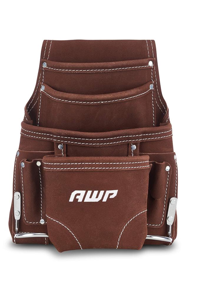 AWP Premium Tool Organizer for Professional Toolbox for Efficient 10 Pockets Pouch, Multi-Pocket Electricians, Organization, Brown, 1LS-688-1
