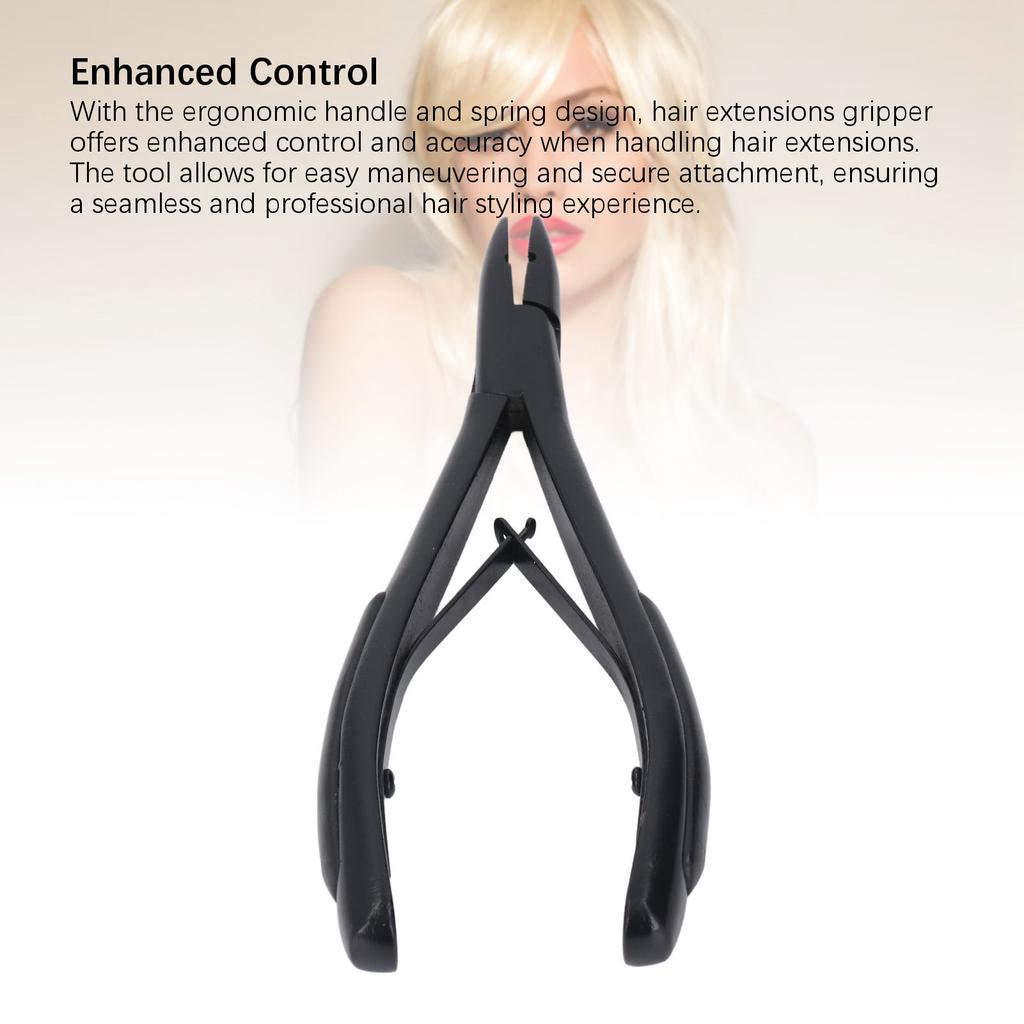 Schwarze Haarverlängerungszange Edelstahl Haarverlängerungsklemme Haarverlängerungsgreifer für Micro Links Micro Loops und Federhaarverlängerungen