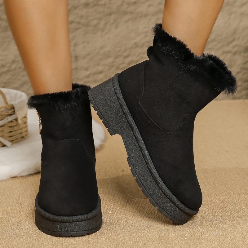 Foreign Trade Cloth Round Head Thick-soled Snow Boots Women's Autumn and Winter New Side Zipper Velvet Warm Short Cotton Boots