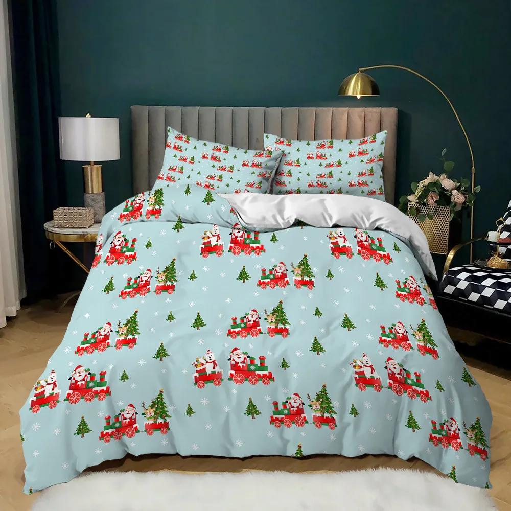 Christmas Duvet Cover Set King Size Christmas Stocking Bells Print Comforter Cover for Kids Girl Christmas Polyester Quilt Cover