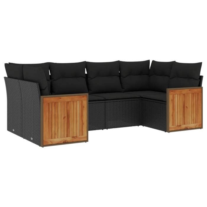 VidaXL Garden Lounge Set with Cushions 6 Pcs, Patio Sofas, Patio Furniture Set, Outdoor Furniture, Black 3227938