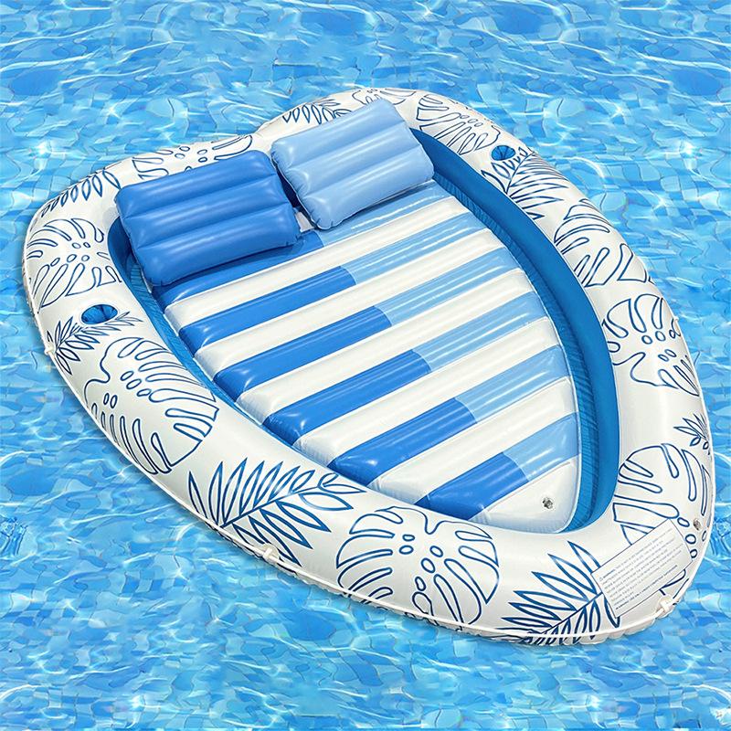 Outdoor Heart Shaped Inflatable Pool Float Air Mattress Lounger Chair with Pillow Swimming Cushion for Adults Kids Summer Relax