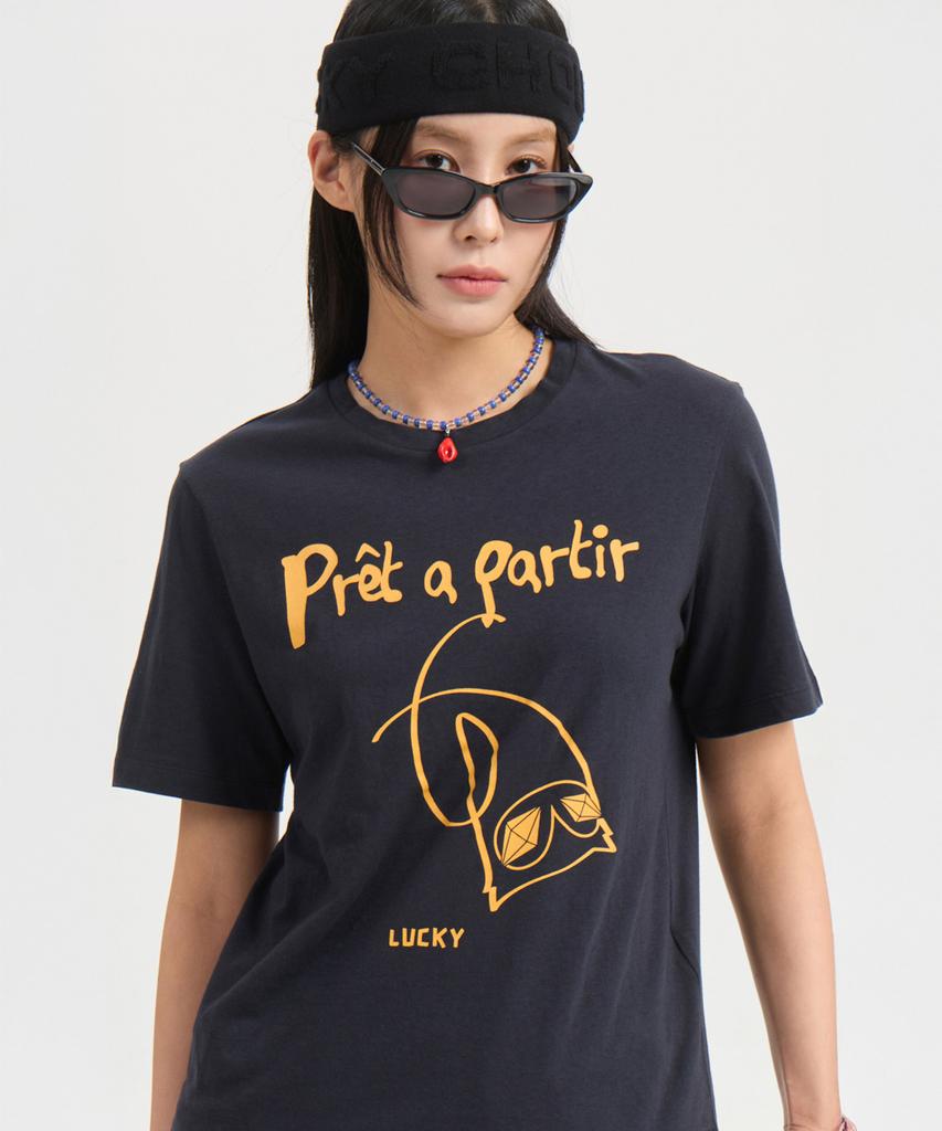 LUCKY CHOUETTE Chouette Point Basic Fit Half Sleeve T-Shirt (Dark Navy) Lftam25480Nyd