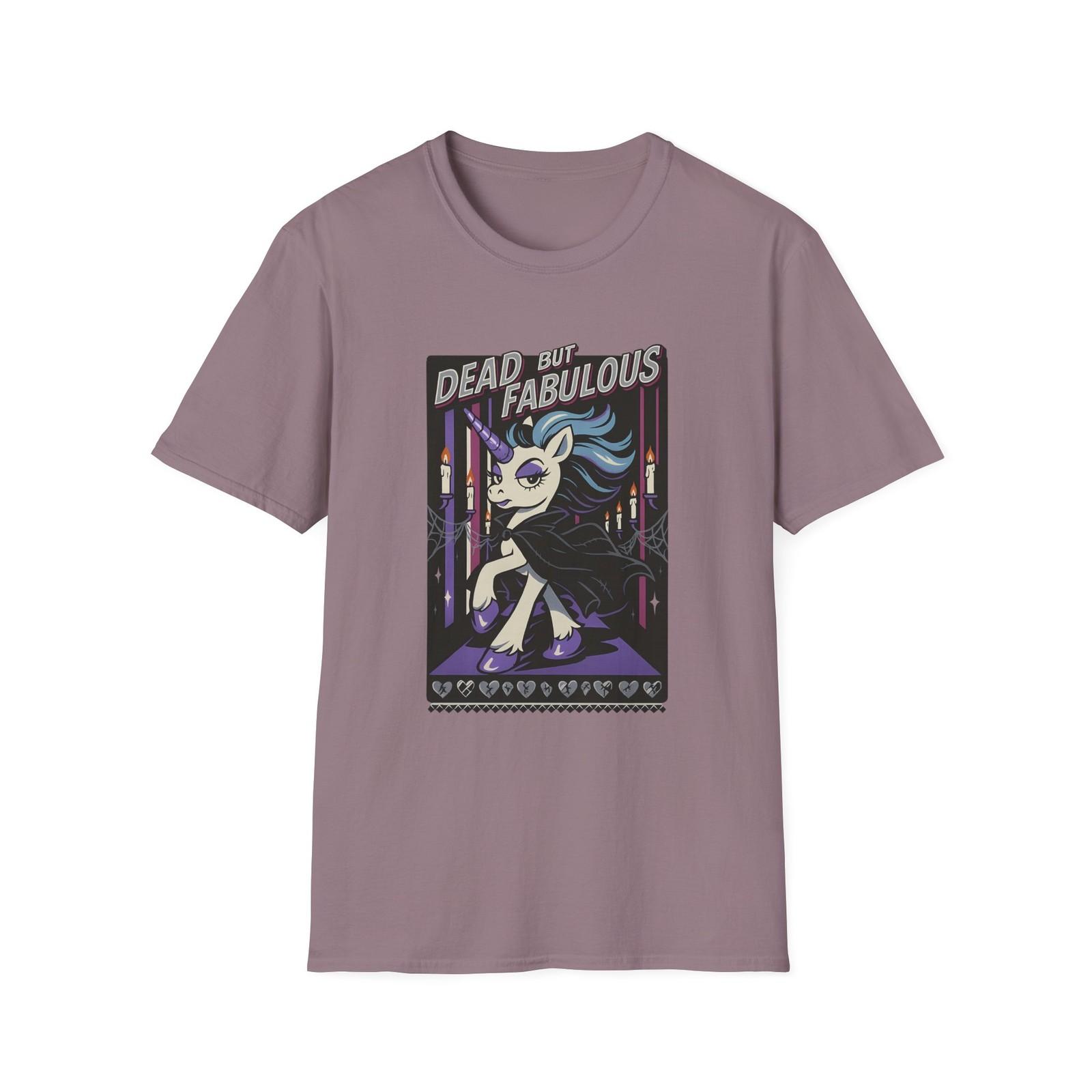 Unisex Softstyle T-Shirt Mens Womens Tees Top Dead But Fabulous Boonicorn Halloween Ghost Unicorn L