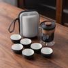 Jade white porcelain travel tea set, one pot of six cups, outdoor boutique, portable and anti-scalding express cup, high-end gifts.