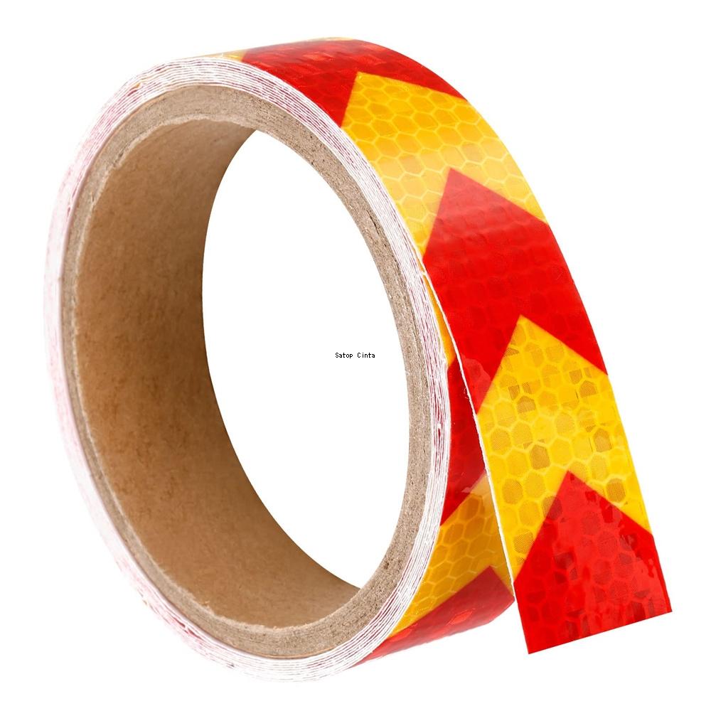 1inch*17FT Arrow Bicyle Reflective Stickers Yellow Red Waterproof Safety Tape Self-Adhesive Conspicuity Reflectors Strip For Car