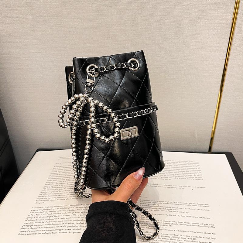 New Niche Design Embroidery Thread Chain Bucket Bag Trendy Shoulder Crossbody Women's Bag