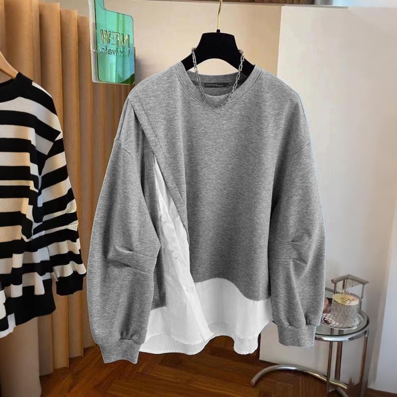 

ZANZEA Женские повседневные пуловеры с круглым вырезом, свободные, с длинным рукавом XL серый