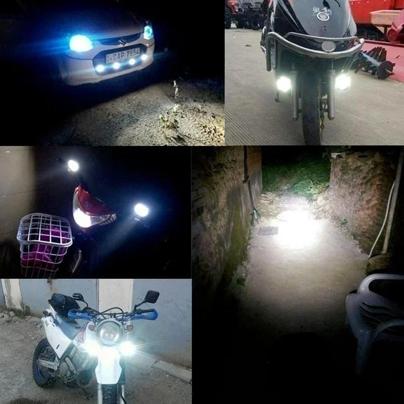 2/1PCS Work Lights 6 LED Motorcycle Headlight Spot Light Waterproof Super Bright Auxiliary Scooters Universal 12v Led Bar