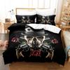 Roses and Skulls All Season Twin Bedding Set Single Twin Full Queen King Size Bed Set Aldult Kid Bedroom Duvetcover Sets Anime