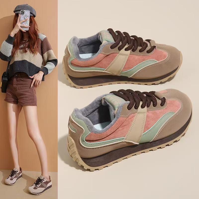 Women's Versatile Retro Casual Sneakers - German Design Autumn/Winter Microfiber Leather Dad Shoes