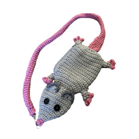 Crochet Purses Handmade Mouse Shape Coin Purse Small Knitted Zippered Wallet for Girls Ladies Birthday Valentine's Mother's Day Gift