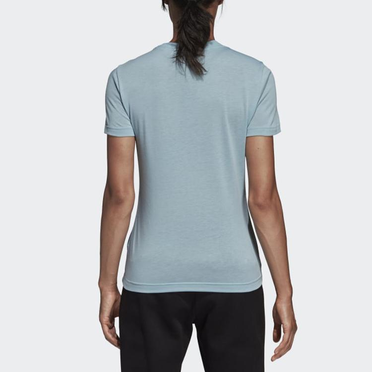 Adidas Classic Style Logo Short Sleeve T-Shirt Women Tops Blue DY7734