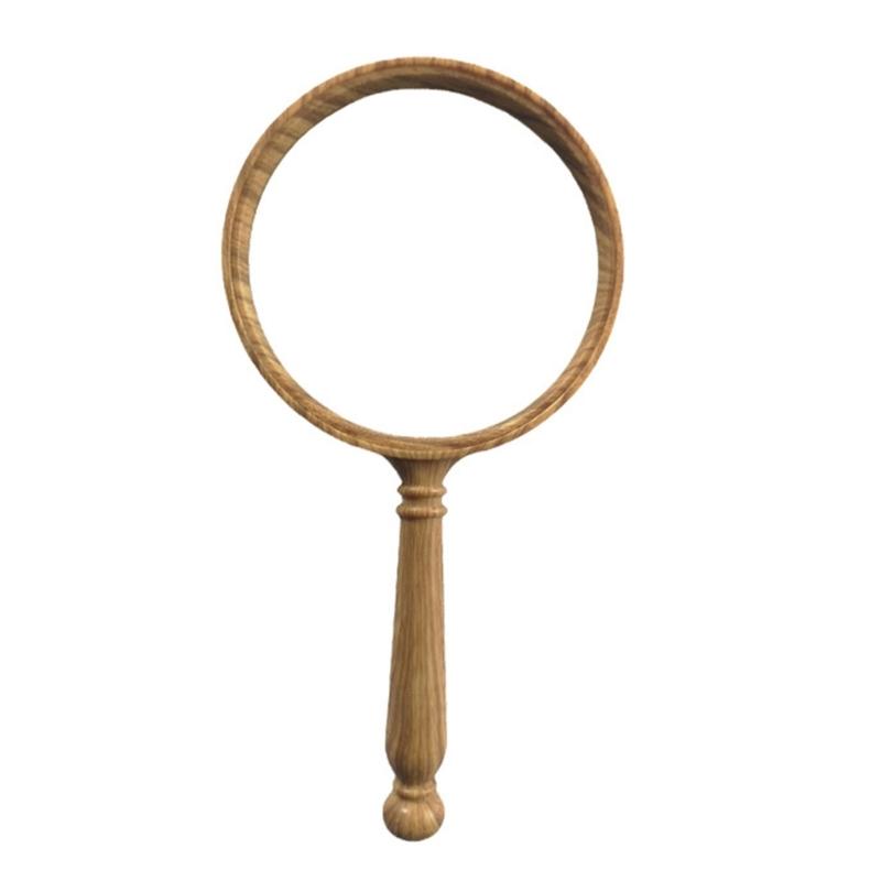 

652F Aspherical Glass Magnifier 10X Magnification with Retro Wooden Handle Comfortable Reading Aid Gift for Senior