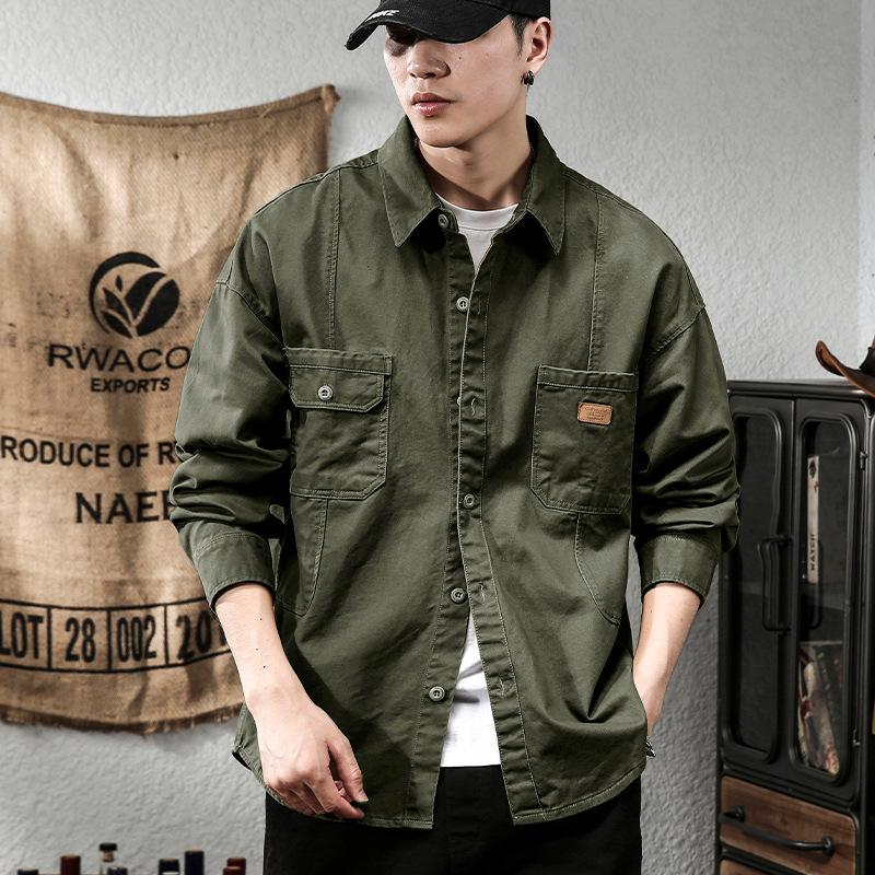American Retro Tooling Black Casual Shirt Men'S Trendy Brand Heavy Shirt Men'S Jacket Men'S