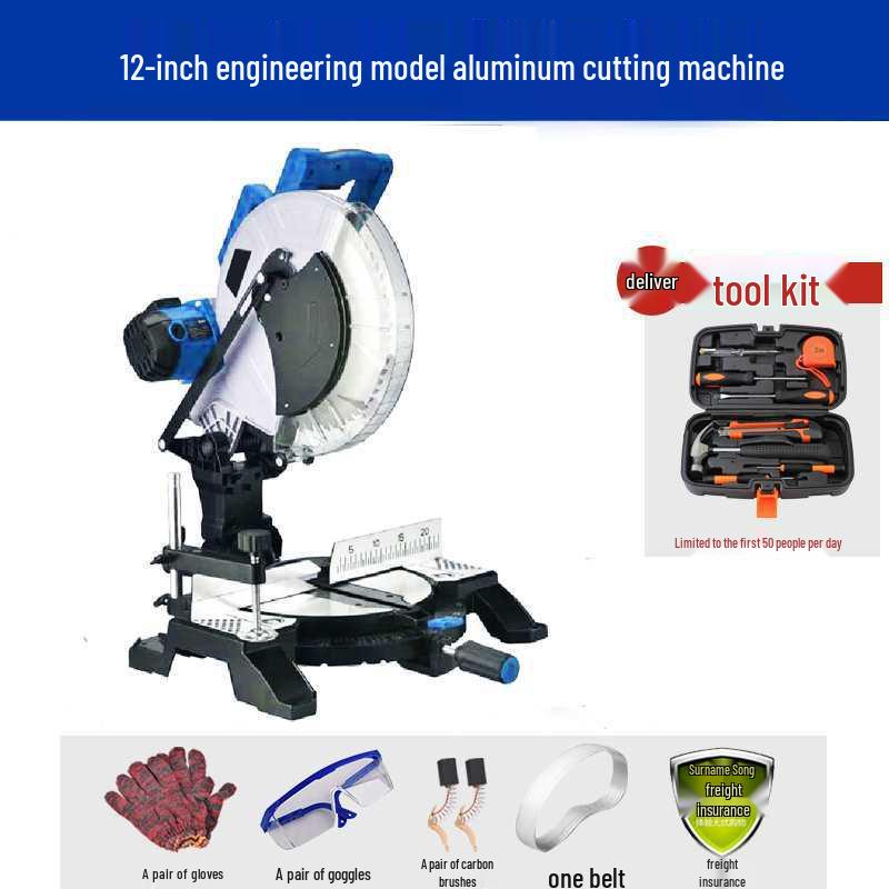 10-12 inch High-Density Aluminum Alloy Miter Saw, 45-Degree Multi-functional Cutting for Wood and Aluminum Materials.