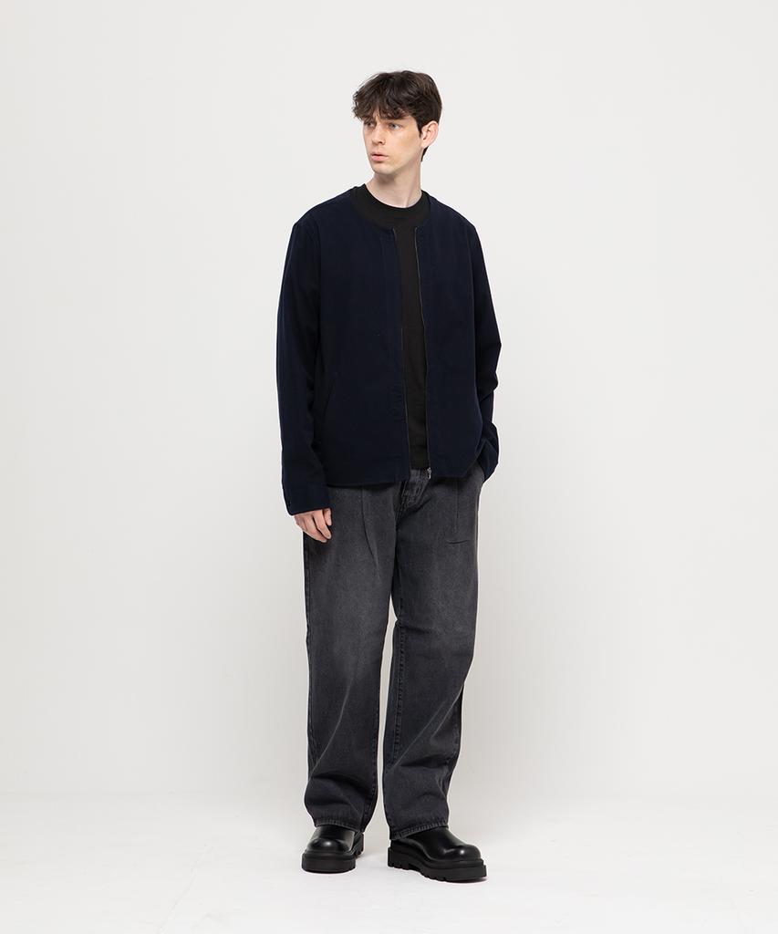 CHAMBROS Non-Faded Wide Denim Pants [Washed Black]
